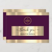 金ゴールドMarsala Thank You Insert Card Logo 招待状 (正面/裏面)