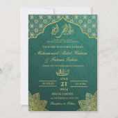 金ゴールドMASJID編集可能NIKAHムスリム結婚ズ 招待状 (正面)