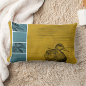金ゴールドNブルーダックアート装飾用クッション ランバークッション (ブランケット)