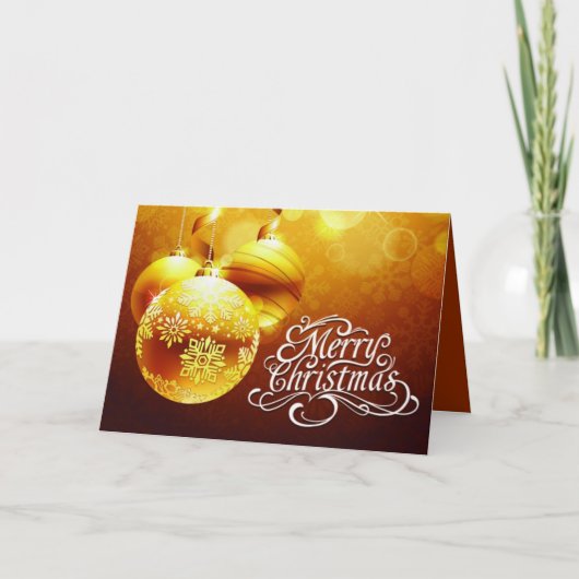金ゴールドnホワイトメリークリスマスオーナメント雪 シーズンカード (正面)