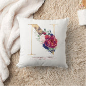 金ゴールドNモノグラムフローラブルゴーニュ赤とネイビーブルー クッション (ブランケット)