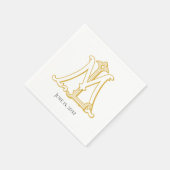 金ゴールドNapkinsのLMまたはMLモノグラムアンティークヴィンテージ スタンダードカクテルナプキン (角)