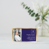 金ゴールドNAVYソーシャルメディアQRコード写真とロゴ 名刺 (スタンド正面)