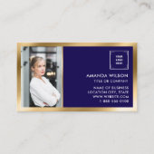 金ゴールドNAVYソーシャルメディアQRコード写真とロゴ 名刺 (正面)