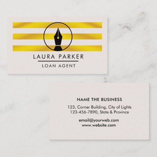 金ゴールドNIBローン署名業者ライター作家事業 名刺 (正面/裏面)