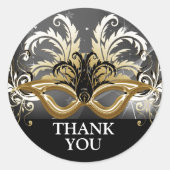 金ゴールドNYEマスカレードパーティー封筒用シール ラウンドシール (正面)