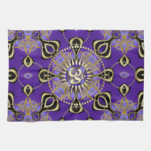 金ゴールドOMパープルゴアスカイズニューエイジホームデコール キッチンタオル (横)
