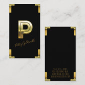 金ゴールドPイニシャル及び縁どビジネスカード 名刺 (正面/裏面)