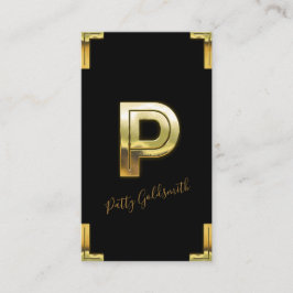 金ゴールドPイニシャル及び縁どビジネスカード 名刺