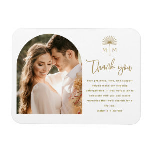 金ゴールドPalm Tree Arch Photo 結婚's Thank You マグネット