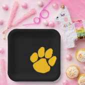 金ゴールドPawprint on Black紙パーティープレート ペーパープレート (パーティー)