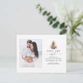 金ゴールドPineapple写真Save the Date 案内ポストカード (スタンド正面)