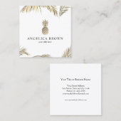 金ゴールドPineapple -トロピカルビジネスカード スクエア名刺 (正面/裏面)