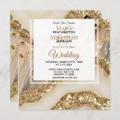 *~*金ゴールドQRアイボリー金ゴールド集計RSVP AR66 結婚s 招待状 (正面/裏面)