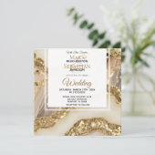 *~*金ゴールドQRアイボリー金ゴールド集計RSVP AR66 結婚s 招待状 (スタンド正面)