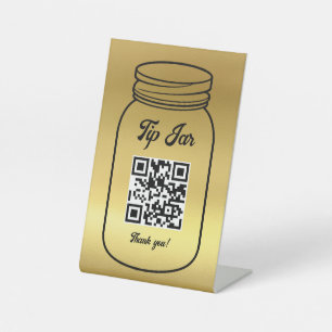 金ゴールドQRコードデジタルチップJAR 台座サイン