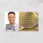 金ゴールドqrコードロゴ従業員の写真 名刺 (裏面)