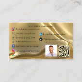 金ゴールドqrコードロゴ従業員photo social media UK 名刺 (裏面)