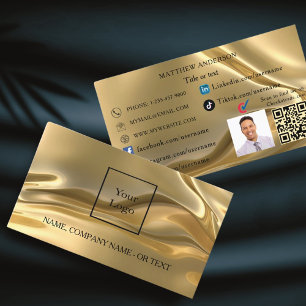 金ゴールドqrコードロゴ従業員photo social media UK 名刺