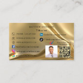金ゴールドqrコードロゴ従業員photo social media UK 名刺 (裏面)