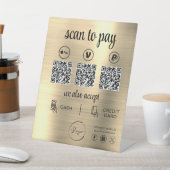 金ゴールドQRコード支払スキャンからビジネスロゴを支払う 台座サイン (インサイチュ)