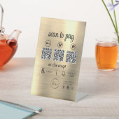 金ゴールドQRコード支払スキャンからビジネスロゴを支払う 台座サイン (インサイチュ)