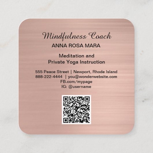 *~*金ゴールドQRコード星型グリッター蝶神秘体 スクエア名刺 (裏面)