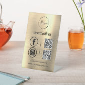 金ゴールドQR Connect With Usビジネスロゴソーシャルメディア 台座サイン (インサイチュ)