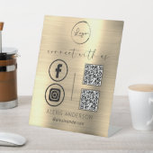 金ゴールドQR Connect With Usビジネスロゴソーシャルメディア 台座サイン (インサイチュ)