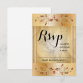 金ゴールドRSVPカードとレース詳細 出欠カード (正面/裏面)