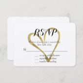 金ゴールドRSVPハート 出欠カード (正面/裏面)