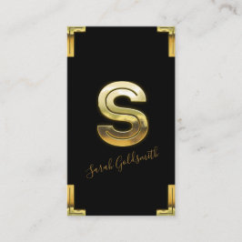 金ゴールドSイニシャルおよび縁どビジネスカード 名刺