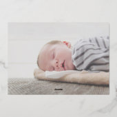 金ゴールドSCRIPT名boyベビー誕生のお知らせ 箔招待状 (裏面)