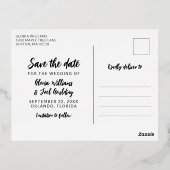 金ゴールドScript 4結婚写真救の日付 箔招待状ポストカード (裏面)