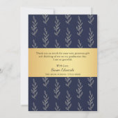 金ゴールドScript Gray & Blue卒業写真ありがとう 案内状 (裏面)