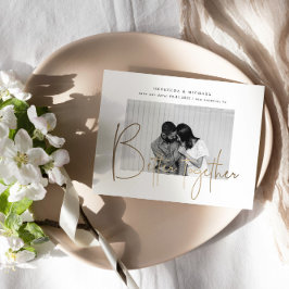 金ゴールドScript One Photo日付の保存婚約 ポストカード