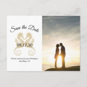 金ゴールドSeahorses Tropical結婚の日救付け写真 案内ポストカード (正面)