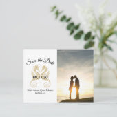 金ゴールドSeahorses Tropical結婚の日救付け写真 案内ポストカード (スタンド正面)