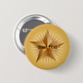 金ゴールドShinningスターカスタムボタン 缶バッジ (正面&裏面)