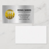 金ゴールドSilverwareロゴ |金属の背景 名刺 (正面/裏面)