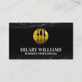 金ゴールドSilverwareロゴ |黒い大理石 名刺 (正面)