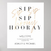 金ゴールドsipホレー婚約パーティウェルカムサイン ポスター (正面)