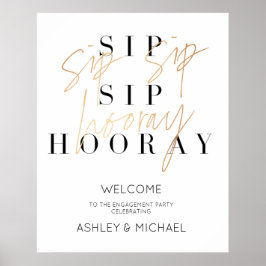 金ゴールドsipホレー婚約パーティウェルカムサイン ポスター