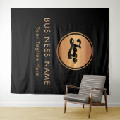 金ゴールドSmall Business Companyロゴ黒の背景 タペストリー (インサイチュ(横))