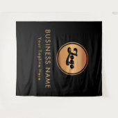 金ゴールドSmall Business Companyロゴ黒の背景 タペストリー (正面(横))