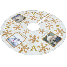 金ゴールドSnowflake Monogram 素朴 3枚 ブラッシュドポリエステルツリースカート