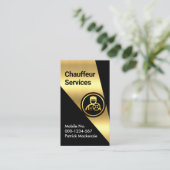 金ゴールドSpotlight On Chauffeurドライバ 名刺 (スタンド正面)