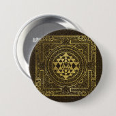 金ゴールドSri Yantra/Sriのチャクラ 缶バッジ (正面&裏面)
