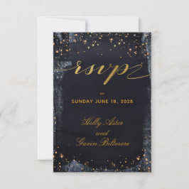 金ゴールドStarry Night Wedding Invite Mail Back RSVP