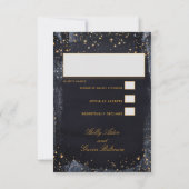 金ゴールドStarry Night Wedding Invite Mail Back RSVP (裏面)